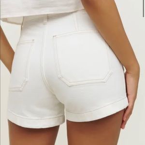 Alyssa High Rise Patch Pocket Jean Shorts - Vintage White